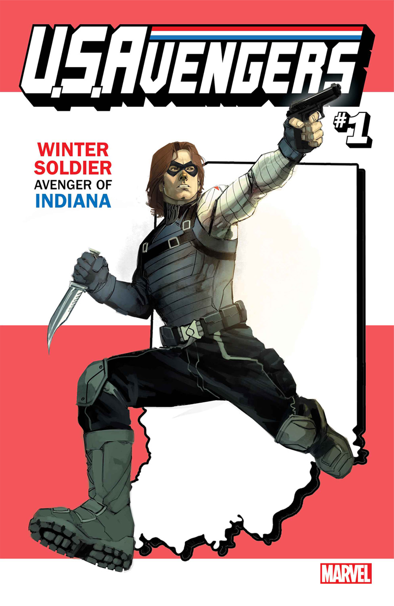 Illustration for article titled Trying to Figure Out the Hero/State Pairings of Marvel's USAvengers Covers